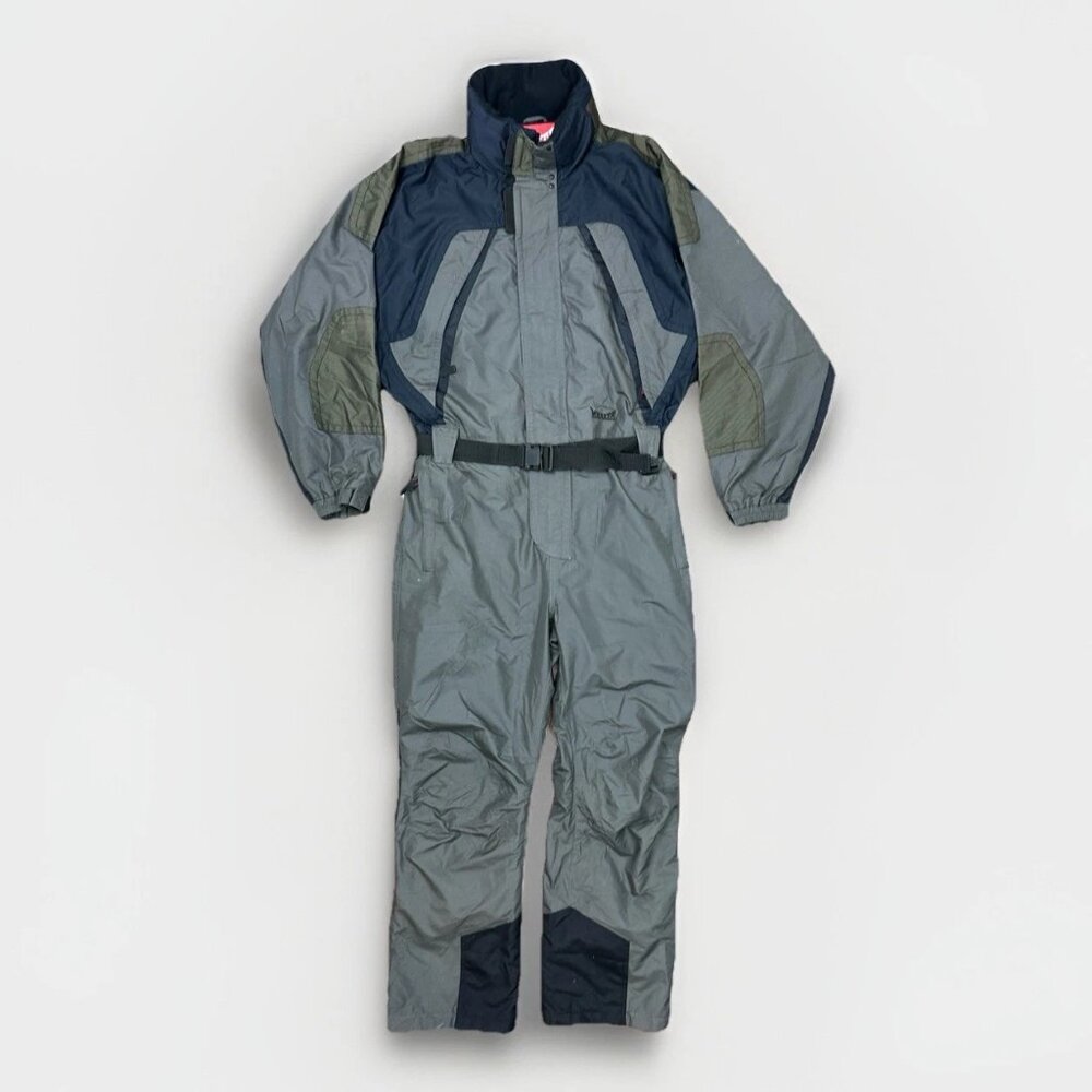 ⛷️ Vintage Markers One-Piece Ski Suit Men’s XL Gray Black Snowmobile Snowsuit